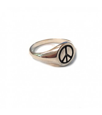 R002167 Sterling Silver Ring Peace Symbol Hallmarked Solid 925 Handmade Comfort Fit